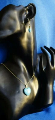 Set  Kette + Ohrringe Hochzeit Trachten Gold Türkis  Jugendstil - Bild 1 von 4