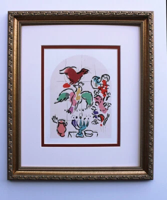 WOW 1962 CHAGALL Jerusalén Ventanas Color Litografía "La Tribu Asher" Enmarcada Certificado de Autenticidad Foto 1 de 4