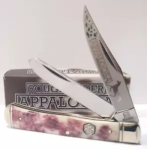 Texas APPALOOSA Horse Rodeo Smooth Pink Red Bone Trapper Folding Pocket Knife - Picture 1 of 6