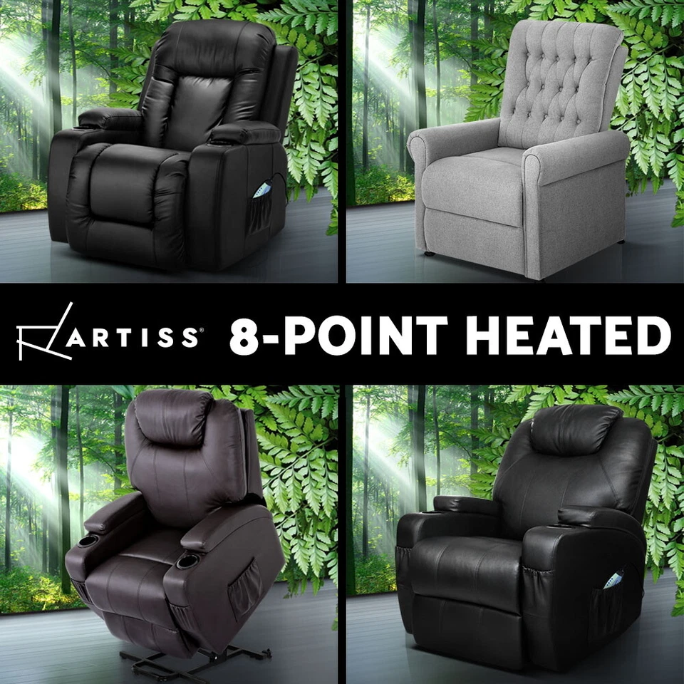 Artiss Recliner Chair Electric Massage Chair Lift Lounge Sofa Leather Armchair - image 1 of 4