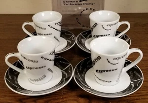 CAFE PAVILLION BY JUST MUGS Set of 4 Espresso Cups w/Saucers - Picture 1 of 12