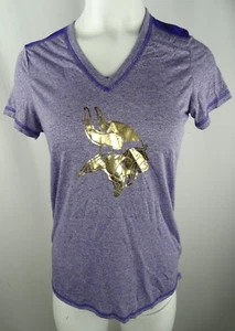 Camiseta para mujer Minnesota Vikings NFL Majestic Bright Lights cuello en V - Imagen 1 de 7