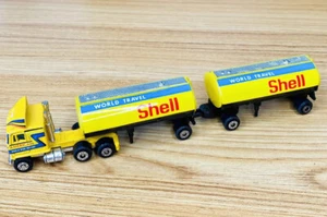 SHINSEI MINI POWER - YELLOW GMC TRUCK AND SHELL TANKER TANDEM - 1:128/HO SCALE - Picture 1 of 11