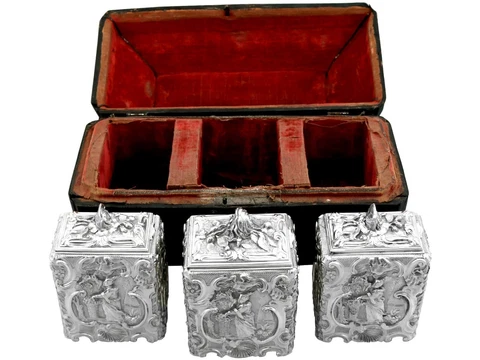 Antique Sterling Silver Tea and Sugar Caddies Cover