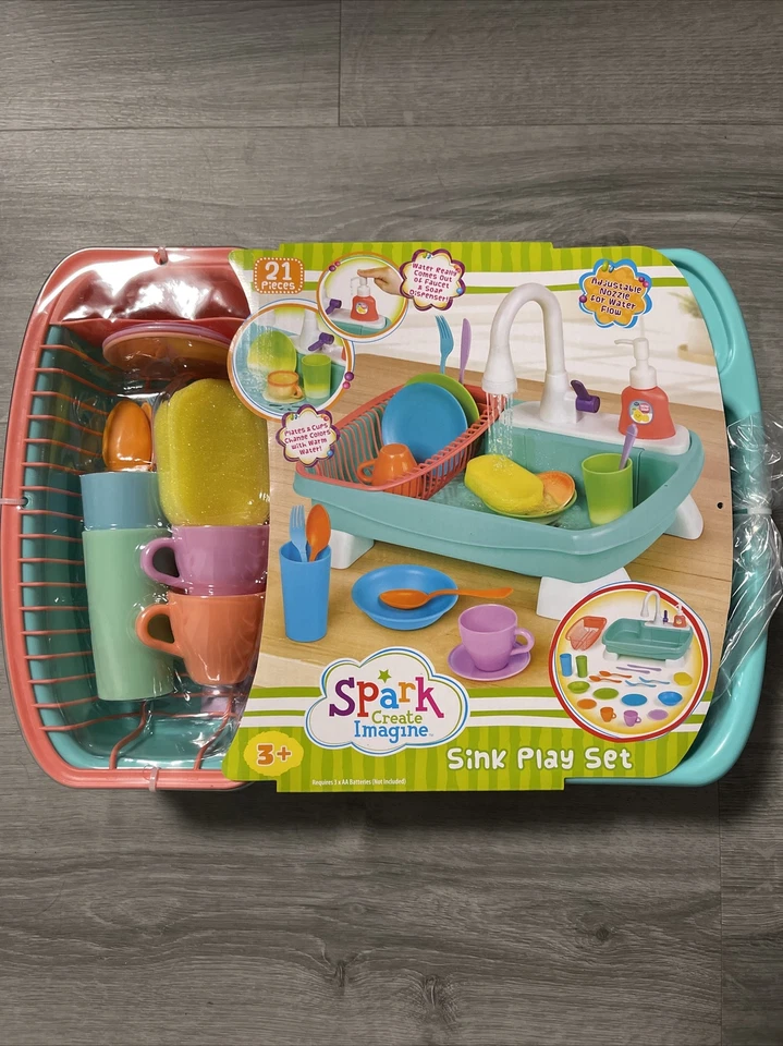 Spark Create Imagine Juguete Fregadero de Cocina Juego Platos Lavavajillas Naranja Azul Nuevo Foto 1 de 4