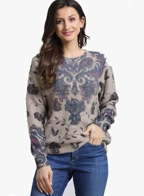 Acogedor Suéter Para Mujer Grande Neutro Difuso Boho Mezcla de Lana Brillante Informal Otoño Foto 1 de 4
