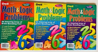 Lot of 3 MATH and LOGIC PROBLEMS Dell Penny Press brainteasers sudoku puzzles - Image 1 of 4