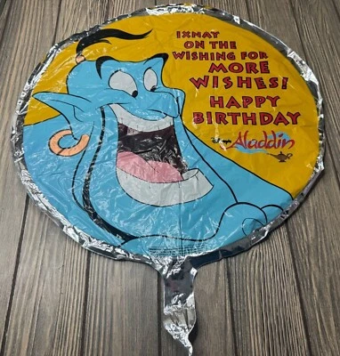 Globo de papel aluminio de cumpleaños amarillo y azul 16 pulgadas Disney Aladdin Genie de colección Foto 1 de 4