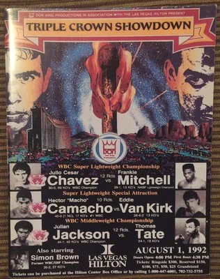 1992  Julio Cesar Chavez vs Frankie Mitchell Onsite Fight Program - Image 1 of 3