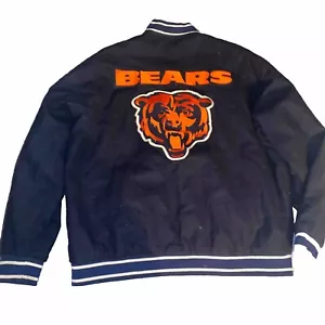 NFL Chicago Bears Reversible Full Snap Wool Jacket Size 3XL Varsity Blue Orange - Picture 1 of 15