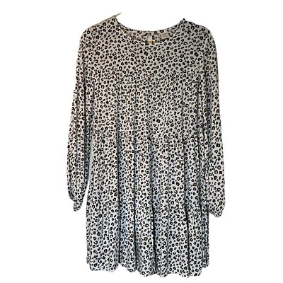 Vestido Columpio Arizona Estampado Animal Blanco Marrón Manga Larga Hasta la Rodilla Niñas XL Foto 1 de 4