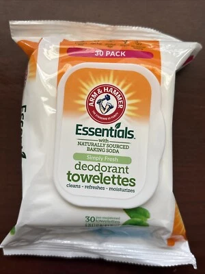 Arm & Hammer Essentials Deodorant Towelettes 30ct Simply Fresh Moisturizes - Image 1 of 4