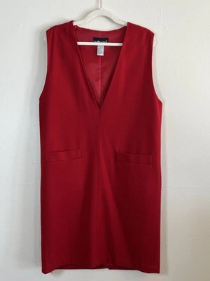Vestido de Lana Sag Harbor Talla 12 Rojo Jersey Cambio Forrado Pullover Bolsillos Foto 1 de 4