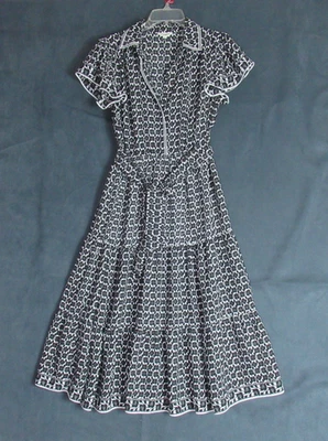 Max Studio London Shirt Dress Womens M Black Floral Button Tiered Maxi Belt $178 - Image 1 of 4