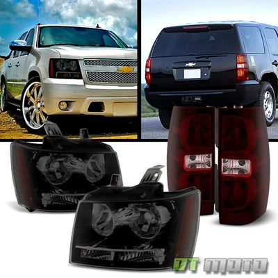 Faros delanteros Chevy Suburban Tahoe 2007-2013 + luces traseras rojas oscuras luces izquierda + derecha Foto 1 de 4