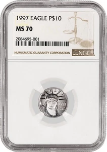 1997 $10 American Platinum Eagle 1/10 oz .9995 NGC MS70 Coin - Picture 1 of 4
