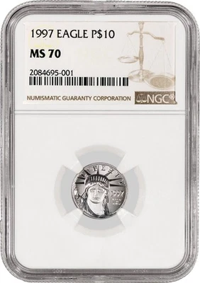 1997 $10 American Platinum Eagle 1/10 oz .9995 NGC MS70 Coin - Image 1 of 4