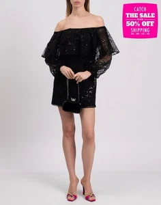 RRP€433 ROTATE BIRGER CHRISTENSEN Tulle Mini Dress EU34 US4 UK8 S Beads Sequins - Picture 1 of 10