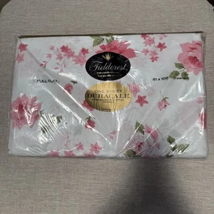 Vintage Fieldcrest Full Flat Sheet Rose Cascade 4900 Duracale Percale USA 81x108 - Picture 1 of 8