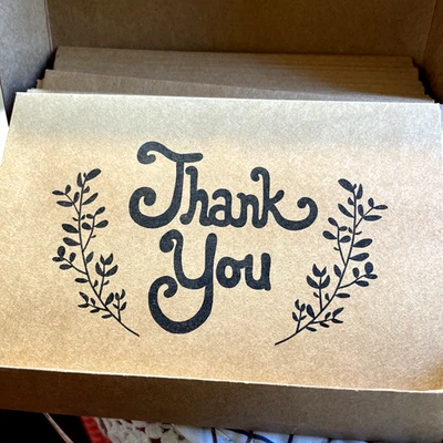 Tarjetas y sobres de agradecimiento rústicos 20 piezas marrón terroso boho folksy Foto 1 de 4