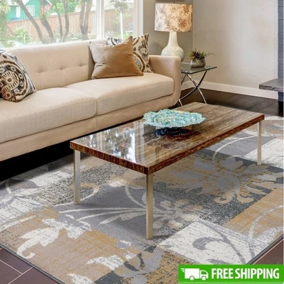 Tapete de área interna floral aconchegante polipropileno resistente a manchas apoio de juta durável - Imagem 1 de 4