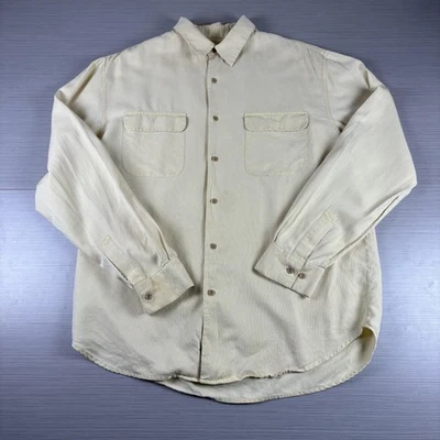 Nat Nast Shirt Mens Medium Beige Silk Cotton Long Sleeve Button Up Luxury Casual - Image 1 of 4