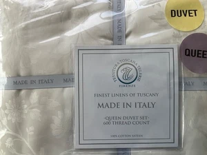 Tessitura Toscana Firenze~Juego de edredón QUEEN~MARFIL~600 TC~100% algodón satén~3 piezas~ - Imagen 1 de 5