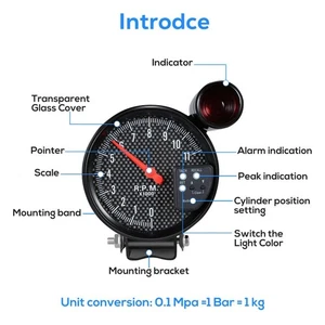 5" Tachometer Gauge 7 Color Backlit 0-11000 RPM Meter with Shift Light Universal - Picture 1 of 7