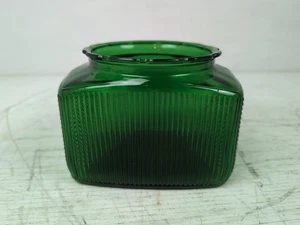 Tarro de especias Hoosier de vidrio vintage ALR Co. R-17 verde acanalado de 6,5" x 5" x 5" sin tapa - Imagen 1 de 8