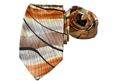 JERRY GARCIA CORBATA HOMBRE MARRÓN, NARANJA/RAYAS Ancho: 3.50" Largo: 60" Foto 1 de 3