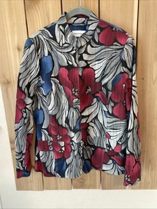 Alfred Dunner Gray,Black & Red Floral Long Sleeve Zip Jacket Size 12 NWT - Picture 1 of 2