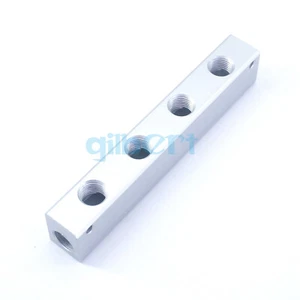 Divisor de bloques colector de aire neumático de aluminio sólido de aluminio sólido G1/4" BSPP de 4 vías y 6 puertos - Imagen 1 de 4