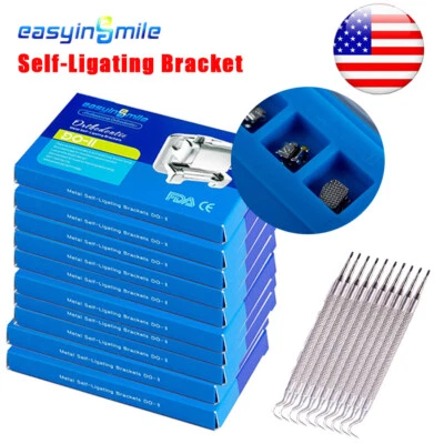 Ортодонтические самолигирующиеся металлические кронштейны стоматологические ROTH/MBT 022 крюк 3/345 10 упаковок - Изображение 1 из 4