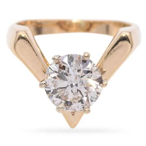 14K Yellow Gold 2.0 Ct. I I2 Diamond Solitaire Engagement Ring GIA - Picture 1 of 8