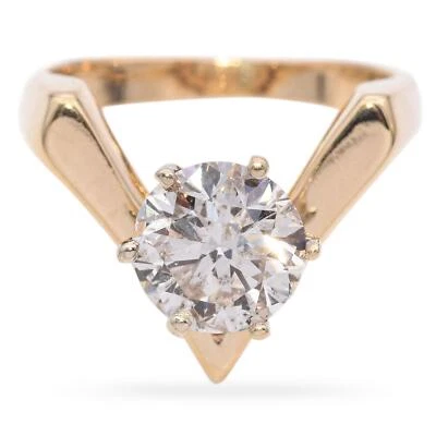 14K Yellow Gold 2.0 Ct. I I2 Diamond Solitaire Engagement Ring GIA - Image 1 of 4