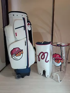 Malbon Golf Caddy Bag color White with 2 hood covers Japan D704 - Picture 1 of 8
