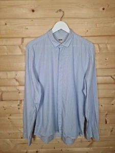 Acne Studios Mens Shirt 54 2XL Dusty Blue Pop Clean Check Long Sleeve - Picture 1 of 16