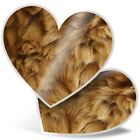 2 x Heart Stickers 15 cm - Brown Animal Fur Pattern Fluffy #44462