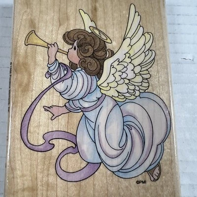 Stampendous Precious Moments Rubber Stamp Angel Trumpet Wings Vintage 1996 Love - Image 1 of 4