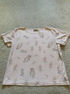 Liz Claiborne Women Floral Short Sleeve Boat Neck T-Shirt Light-Pink Size XL - Picture 1 of 7