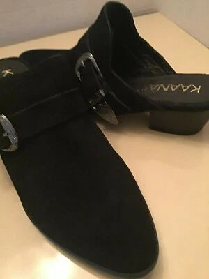 Kaanas Mujer Negro Gamuza Zapatos Slip On Tacón Talla 8 Euro 39 Foto 1 de 4