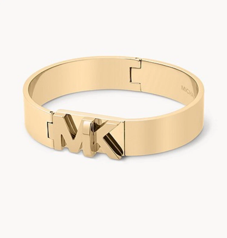 MICHAEL KORS MK ICONIC HINGE CUFF YELLOW GOLD BANGLE BRACELET NEW In Box - Image 1 of 1