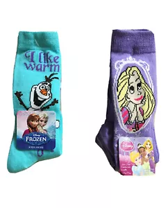 DISNEY Girls Knee-highs 2 PAIR PKG, FROZEN Size 5-6.5 or RAPUNZEL Size 7.5-3.5 - Picture 1 of 3