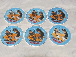 6 - 11" Round Hand Painted Enameled Tile Greek Coasters with Holder - Picture 1 of 9