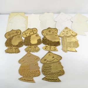 Vintage Makkaroni Kunst bärtige Könige/Könige bemalt Gold - 6 Stück - Bild 1 von 10