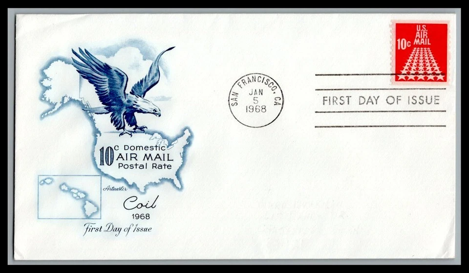 US FDC # C73 10c Star Runway coil Artmaster  1968, 9p836 - Image 1 of 1