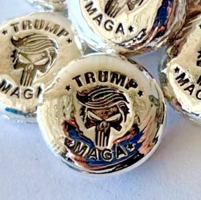 ¡Uno! 5g PLATA .999 vertido a mano Donald Trump MAGA 1 BAR POR COMPRA! g 5 gramos Foto 1 de 4
