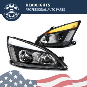 SEQUENTIAL HEADLIGHTS FOR 03-07 HONDA ACCORD SWITCHBACK LED DRL SIGNAL HEADLAMPS - Picture 1 of 8