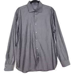 John Varvatos Button Up Hemd Herren 16,5/34-35 Slim Fit Grau Gestreift Made Italy - Bild 1 von 11