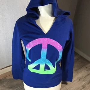 Justice SZ 14 Blue Pullover Sweatshirt Multi Color Sparkle - Picture 1 of 3